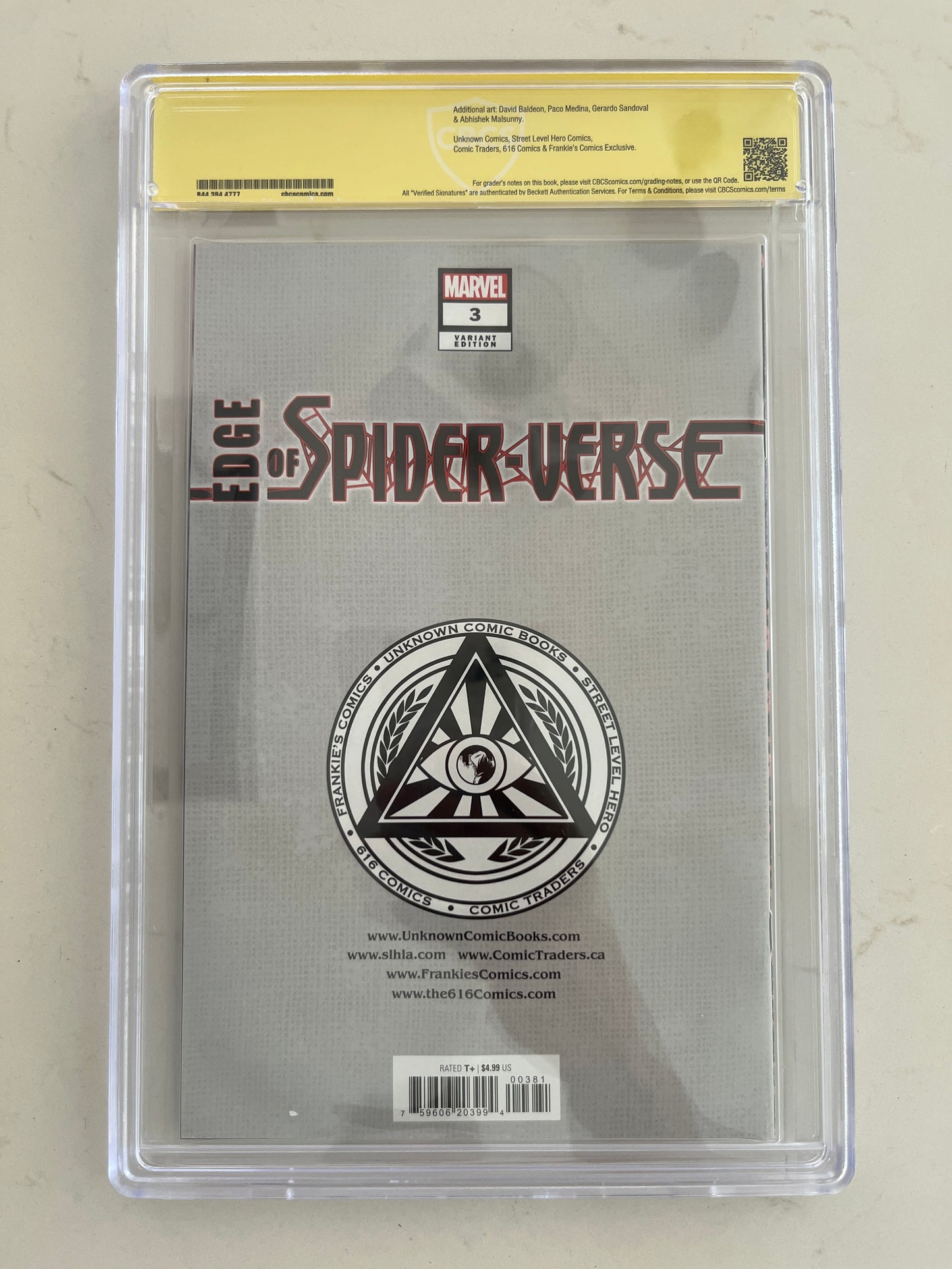 Edge of Spider-Verse #3 CBCS 9.8 signed by Tyler Kirkham