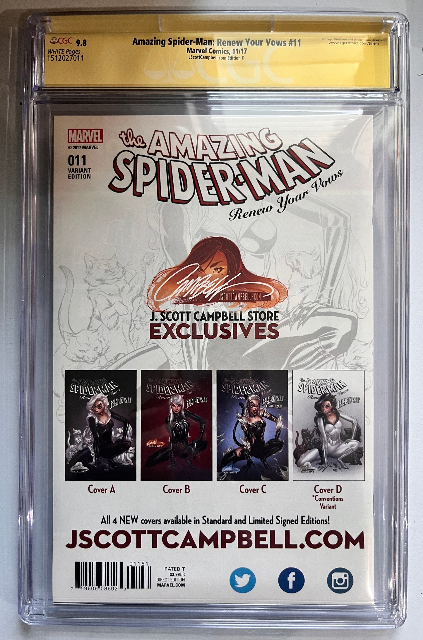 Amazing Spider-Man: Renew your Vows #11 CGC 9.8 signed by J Scott Campbell